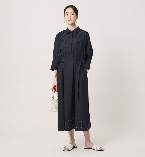 UNITED ARROWS「カットワーク シャツワンピース」|ワンピース|NAVY