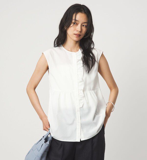 UNITED ARROWS green label relaxing「フロント フリル ノースリーブ ブラウス」|シャツ・ブラウス|