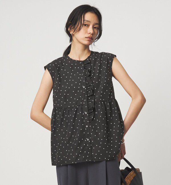 UNITED ARROWS green label relaxing「フロント フリル ノースリーブ ブラウス」|シャツ・ブラウス|