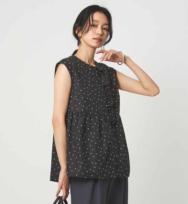 UNITED ARROWS green label relaxing「フロント フリル ノースリーブ ブラウス」|シャツ・ブラウス|