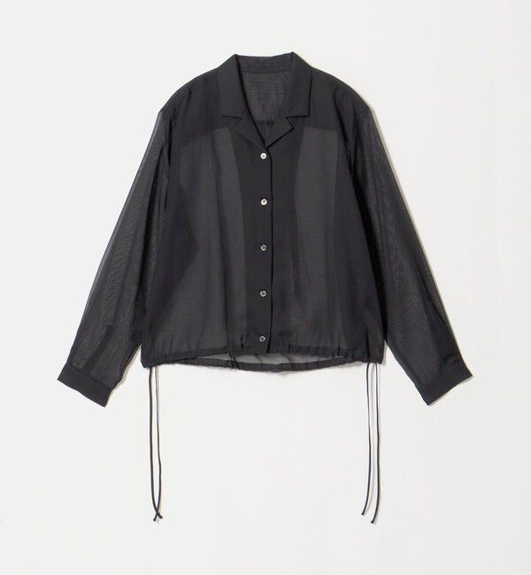BEAUTY&YOUTH UNITED ARROWS「シアー ドローストリング オープンカラーシャツ」|シャツ・ブラウス|BLACK