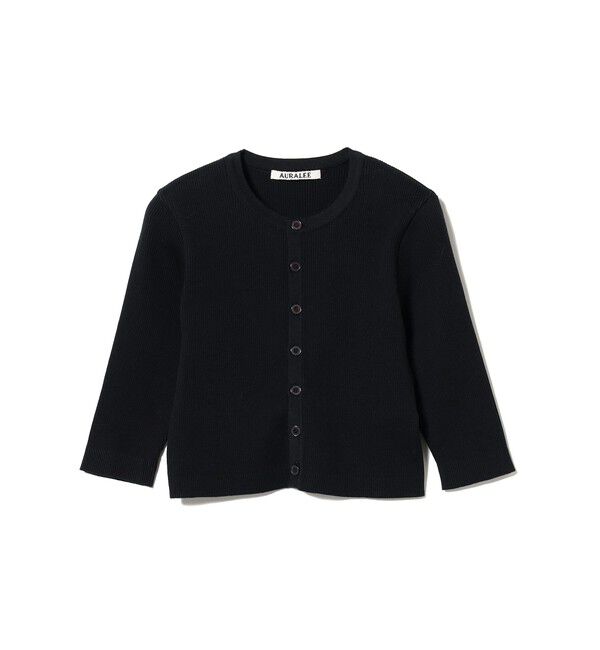 Demi-Luxe BEAMS 「AURALEE / GIZA HIGH GAUGE RIB KNIT SHORT CARDIGAN」|ニット・セーター|BLACK