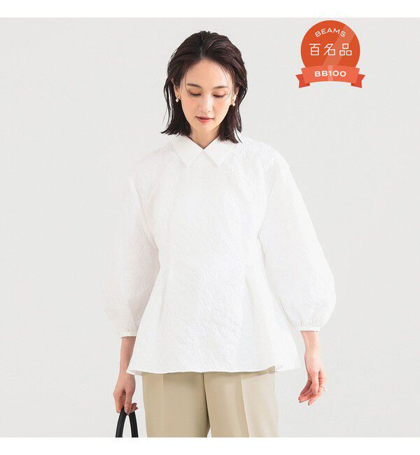 Demi-Luxe BEAMS 「フクレ織り アタッチドカラー ブラウス＊」|シャツ・ブラウス|WHITE