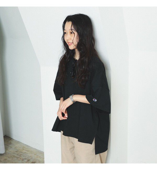 Ray BEAMS 「【別注】Champion / ショート スリーブ Tシャツ」|Tシャツ・カットソー|BLACK