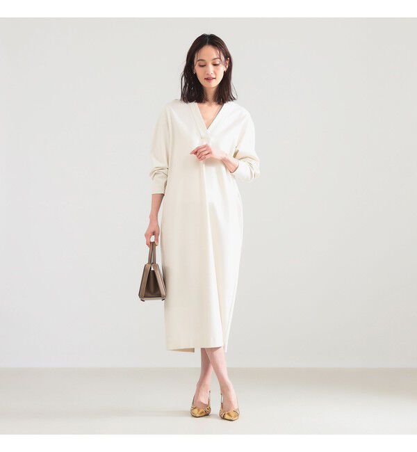 Demi-Luxe BEAMS 「ポンチ Vネック ワンピース」|ワンピース|OFF_WHITE
