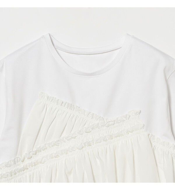 Ray BEAMS 「アシメ ギャザー フリル Tシャツ」|Tシャツ・カットソー|