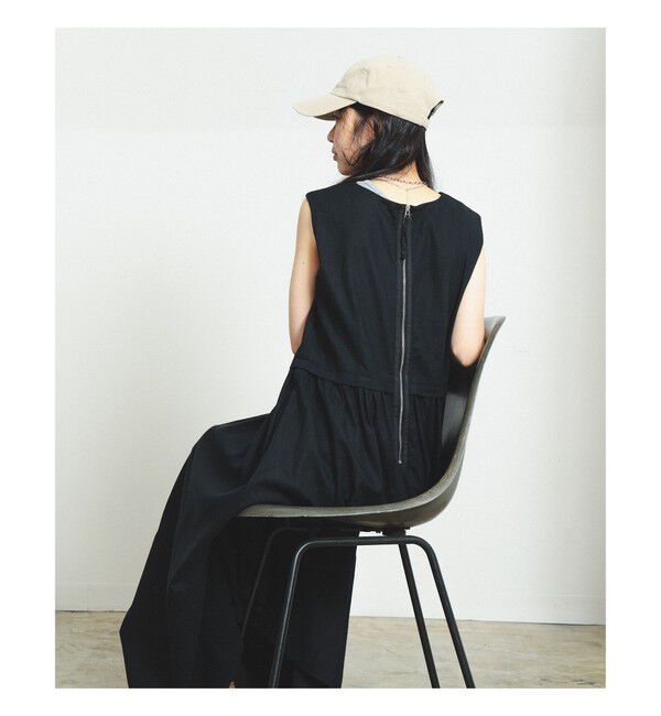 Ray BEAMS 「ギャザー キリカエ Vネック ノースリーブ ワンピース」|ワンピース|