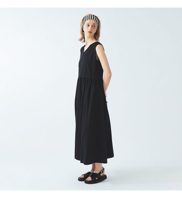 Ray BEAMS 「ギャザー キリカエ Vネック ノースリーブ ワンピース」|ワンピース|