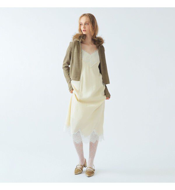 Ray BEAMS 「レース 切り替え Vネック キャミ ワンピース」|ワンピース|