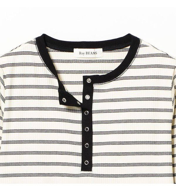 Ray BEAMS 「RIB ボーダー ヘンリーネック Tシャツ」|Tシャツ・カットソー|