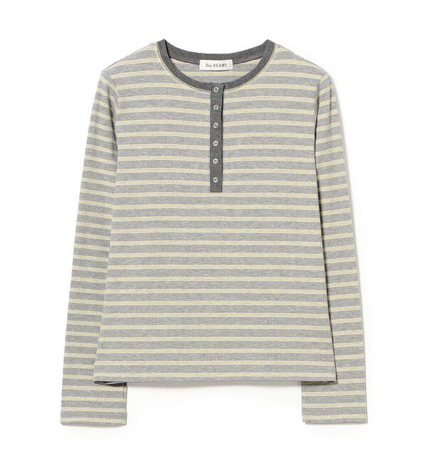 Ray BEAMS 「RIB ボーダー ヘンリーネック Tシャツ」|Tシャツ・カットソー|