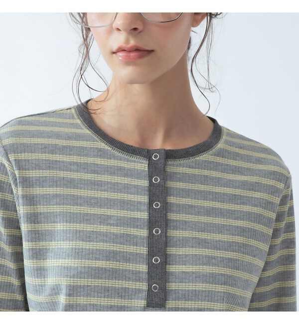 Ray BEAMS 「RIB ボーダー ヘンリーネック Tシャツ」|Tシャツ・カットソー|