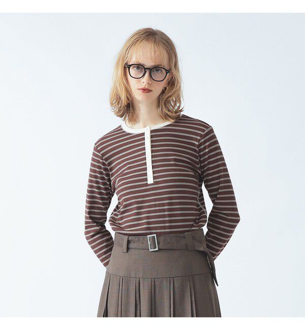 Ray BEAMS 「RIB ボーダー ヘンリーネック Tシャツ」|Tシャツ・カットソー|