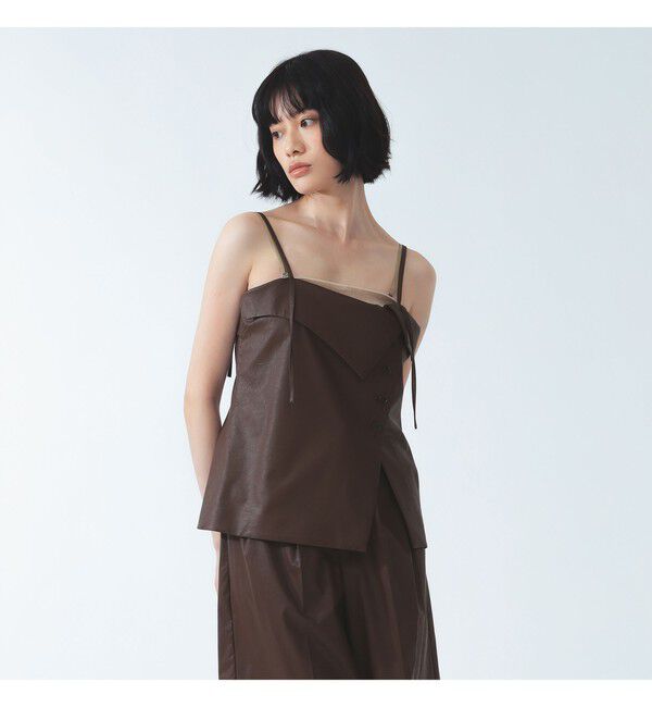Ray BEAMS 「フェイクレザー アシンメトリー キャミソール」|キャミソール|BROWN