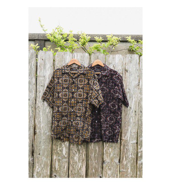 BEAMS PLUS「Open Collar Block Print ④」|シャツ・ブラウス|