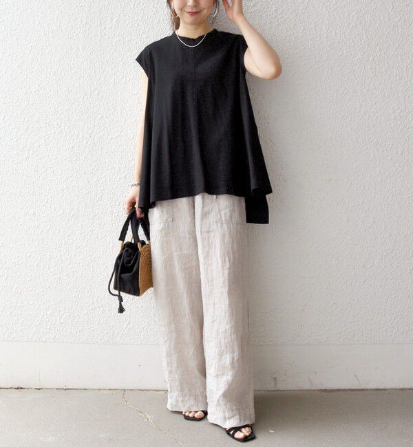 SHIPS any「SHIPS any:〈接触冷感/汗染み防止加工/洗濯機可能〉Aライン フレンチスリーブ TEE」|Tシャツ・カットソー|
