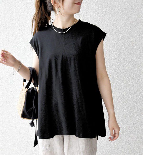SHIPS any「SHIPS any:〈接触冷感/汗染み防止加工/洗濯機可能〉Aライン フレンチスリーブ TEE」|Tシャツ・カットソー|