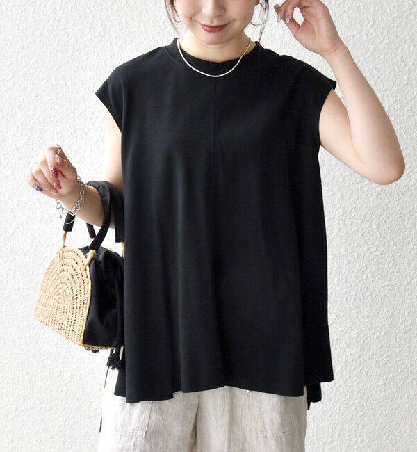 SHIPS any「SHIPS any:〈接触冷感/汗染み防止加工/洗濯機可能〉Aライン フレンチスリーブ TEE」|Tシャツ・カットソー|