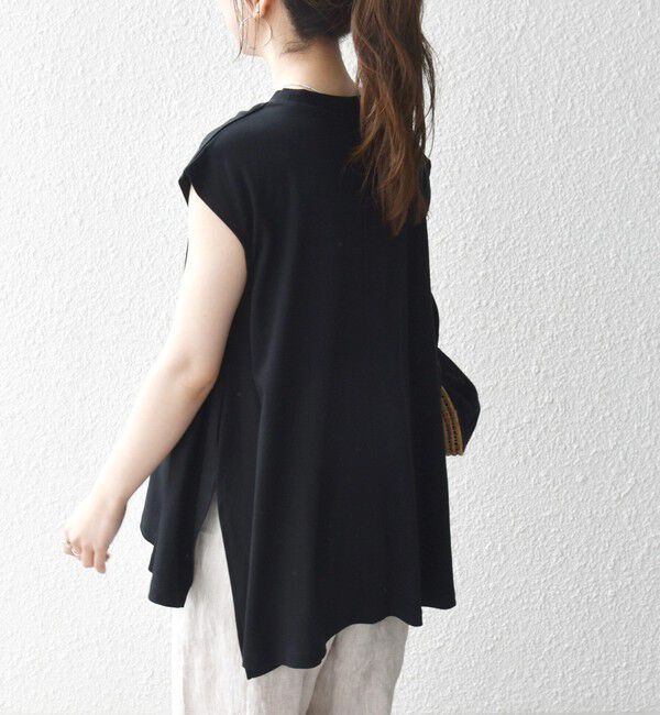 SHIPS any「SHIPS any:〈接触冷感/汗染み防止加工/洗濯機可能〉Aライン フレンチスリーブ TEE」|Tシャツ・カットソー|