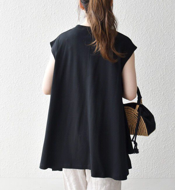 SHIPS any「SHIPS any:〈接触冷感/汗染み防止加工/洗濯機可能〉Aライン フレンチスリーブ TEE」|Tシャツ・カットソー|