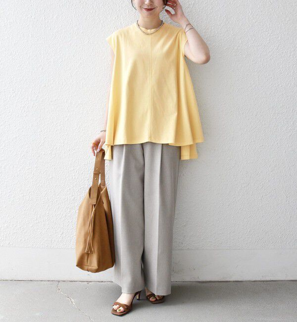SHIPS any「SHIPS any:〈接触冷感/汗染み防止加工/洗濯機可能〉Aライン フレンチスリーブ TEE」|Tシャツ・カットソー|