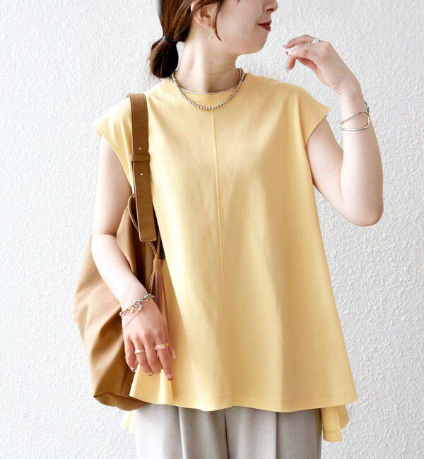 SHIPS any「SHIPS any:〈接触冷感/汗染み防止加工/洗濯機可能〉Aライン フレンチスリーブ TEE」|Tシャツ・カットソー|