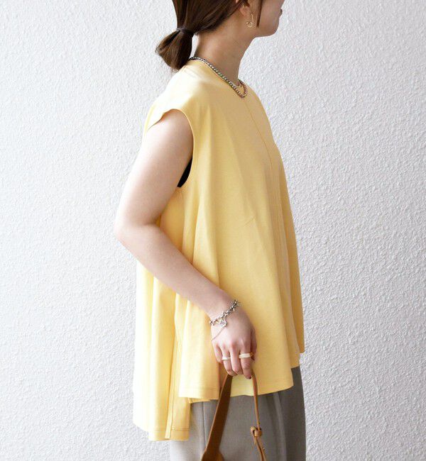 SHIPS any「SHIPS any:〈接触冷感/汗染み防止加工/洗濯機可能〉Aライン フレンチスリーブ TEE」|Tシャツ・カットソー|