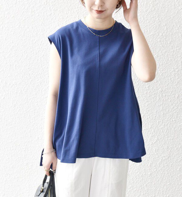 SHIPS any「SHIPS any:〈接触冷感/汗染み防止加工/洗濯機可能〉Aライン フレンチスリーブ TEE」|Tシャツ・カットソー|