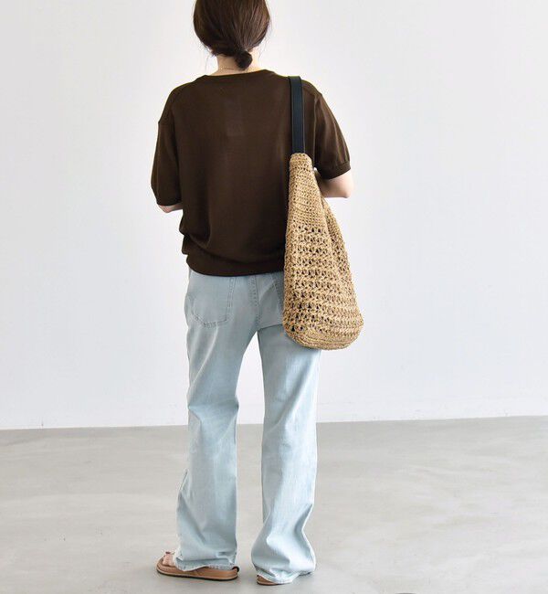 quaranciel「quaranciel:〈接触冷感/手洗い可能〉コンパクト シアー ニット TEE」|ニット・セーター|