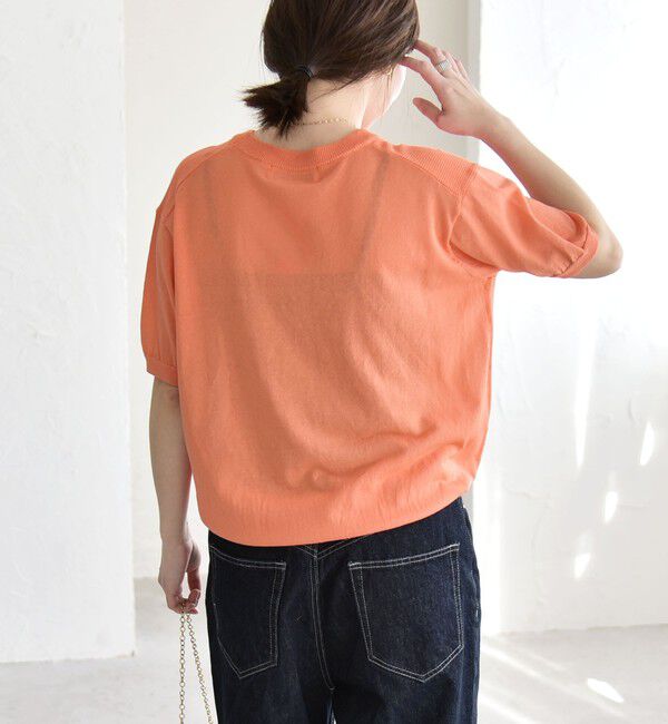 quaranciel「quaranciel:〈接触冷感/手洗い可能〉コンパクト シアー ニット TEE」|ニット・セーター|