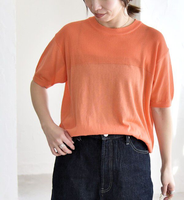 quaranciel「quaranciel:〈接触冷感/手洗い可能〉コンパクト シアー ニット TEE」|ニット・セーター|