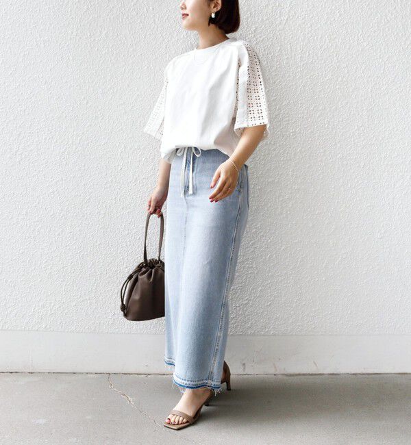 SHIPS for women「【WEB限定】〈手洗い可能〉レース コンビ ショート スリーブ カットソー」|Tシャツ・カットソー|