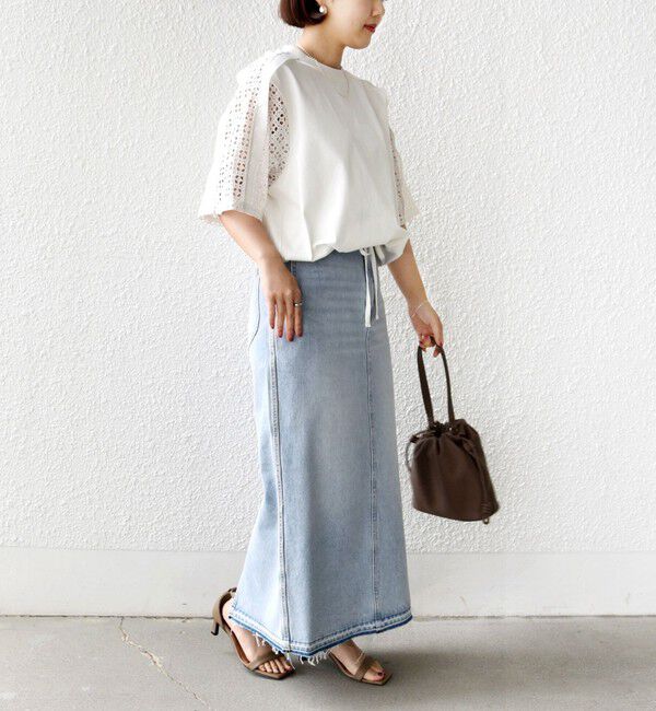 SHIPS for women「【WEB限定】〈手洗い可能〉レース コンビ ショート スリーブ カットソー」|Tシャツ・カットソー|