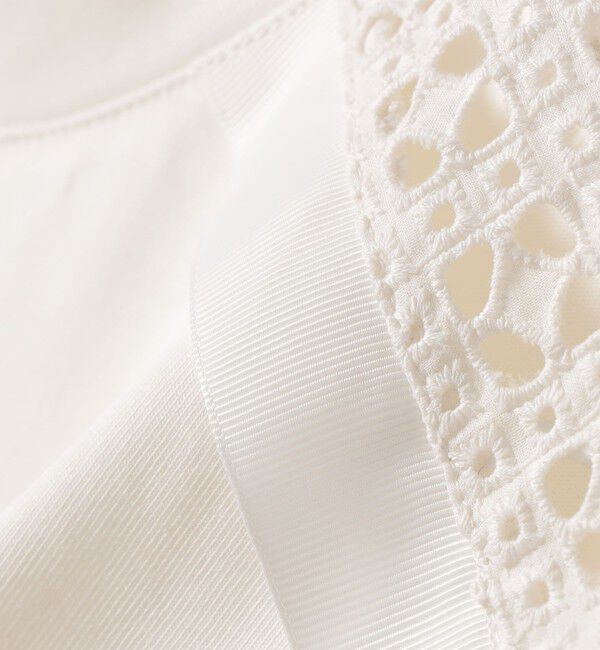 SHIPS for women「【WEB限定】〈手洗い可能〉レース コンビ ショート スリーブ カットソー」|Tシャツ・カットソー|