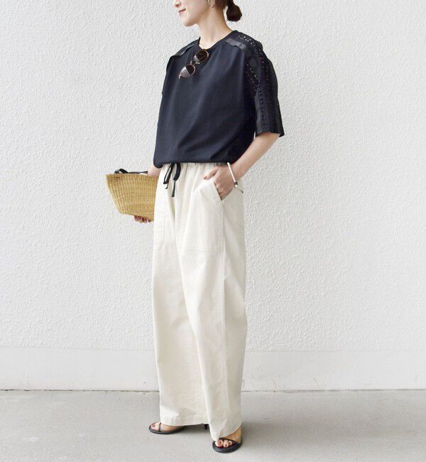 SHIPS for women「【WEB限定】〈手洗い可能〉レース コンビ ショート スリーブ カットソー」|Tシャツ・カットソー|