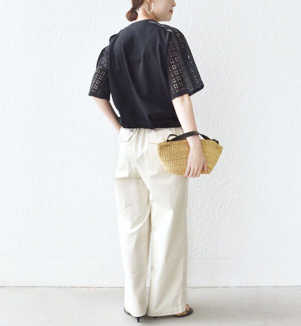 SHIPS for women「【WEB限定】〈手洗い可能〉レース コンビ ショート スリーブ カットソー」|Tシャツ・カットソー|