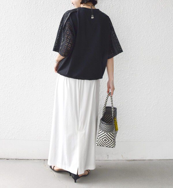 SHIPS for women「【WEB限定】〈手洗い可能〉レース コンビ ショート スリーブ カットソー」|Tシャツ・カットソー|