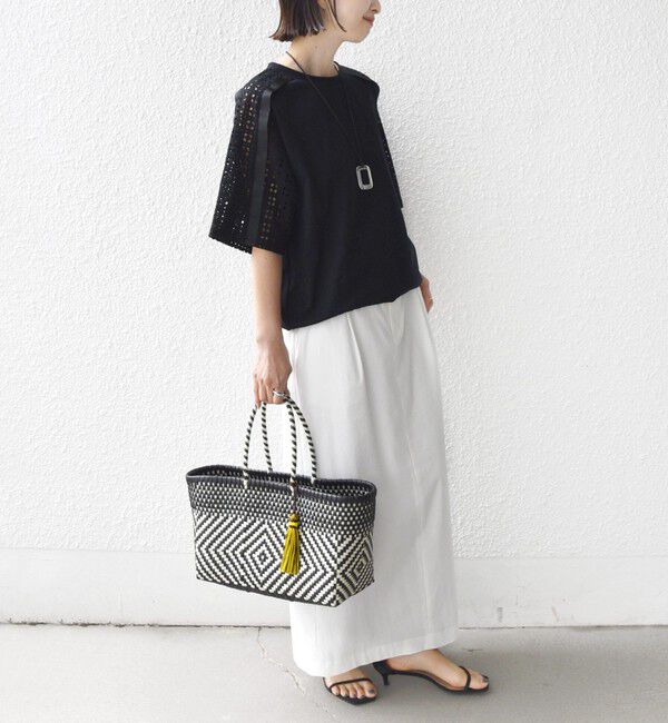 SHIPS for women「【WEB限定】〈手洗い可能〉レース コンビ ショート スリーブ カットソー」|Tシャツ・カットソー|