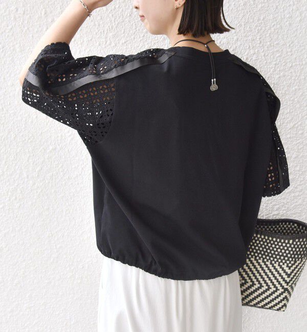 SHIPS for women「【WEB限定】〈手洗い可能〉レース コンビ ショート スリーブ カットソー」|Tシャツ・カットソー|