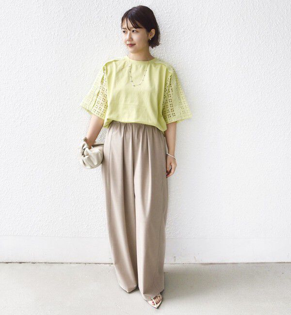 SHIPS for women「【WEB限定】〈手洗い可能〉レース コンビ ショート スリーブ カットソー」|Tシャツ・カットソー|
