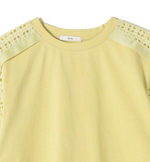 SHIPS for women「【WEB限定】〈手洗い可能〉レース コンビ ショート スリーブ カットソー」|Tシャツ・カットソー|