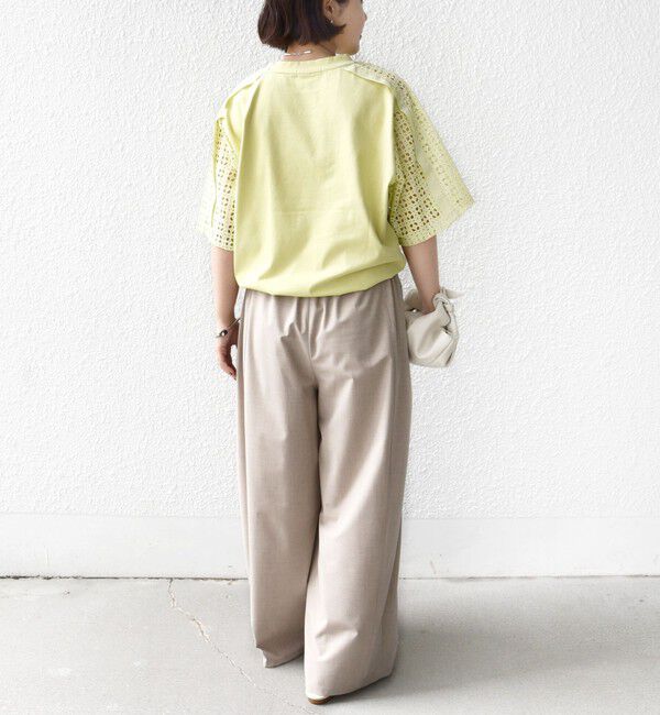 SHIPS for women「【WEB限定】〈手洗い可能〉レース コンビ ショート スリーブ カットソー」|Tシャツ・カットソー|