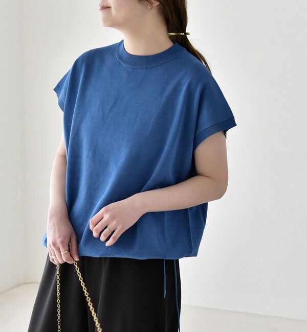 quaranciel「quaranciel:〈手洗い可能〉ドロスト フレンチスリーブ シアー ニット プルオーバー」|ニット・セーター|