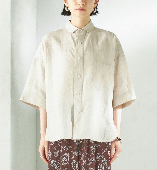 SHIPS for women「TICCA:〈手洗い可能〉リネン 半袖 シャツ」|シャツ・ブラウス|