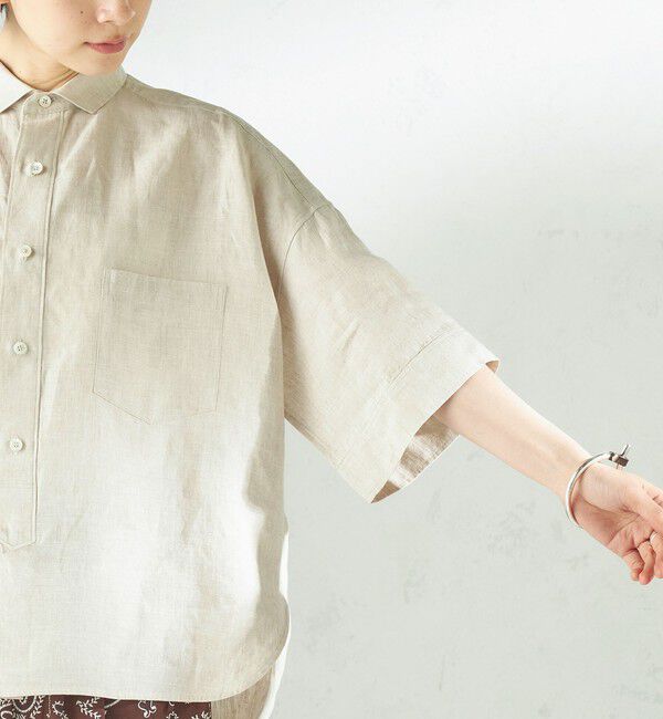 SHIPS for women「TICCA:〈手洗い可能〉リネン 半袖 シャツ」|シャツ・ブラウス|