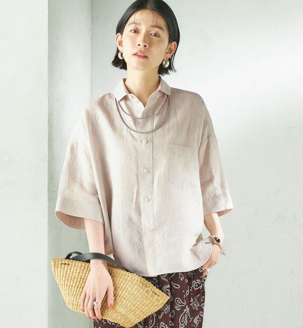 SHIPS for women「TICCA:〈手洗い可能〉リネン 半袖 シャツ」|シャツ・ブラウス|