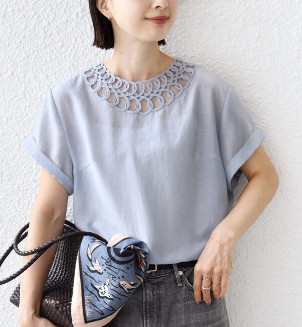 SHIPS for women「〈手洗い可能〉襟 刺繍 デザイン ヴィンテージ スパン ブラウス」|シャツ・ブラウス|