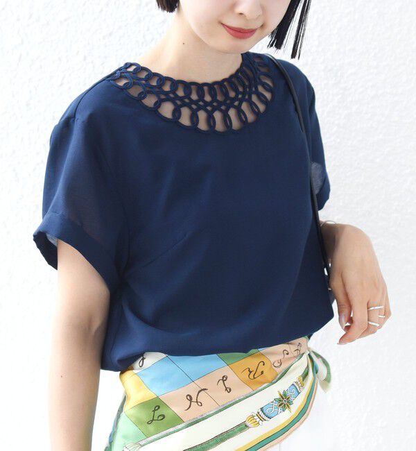 SHIPS for women「〈手洗い可能〉襟 刺繍 デザイン ヴィンテージ スパン ブラウス」|シャツ・ブラウス|