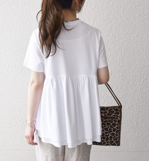 SHIPS any「SHIPS any:〈洗濯機可能〉ジャージー ダブルヘム ペプラム TEE」|Tシャツ・カットソー|