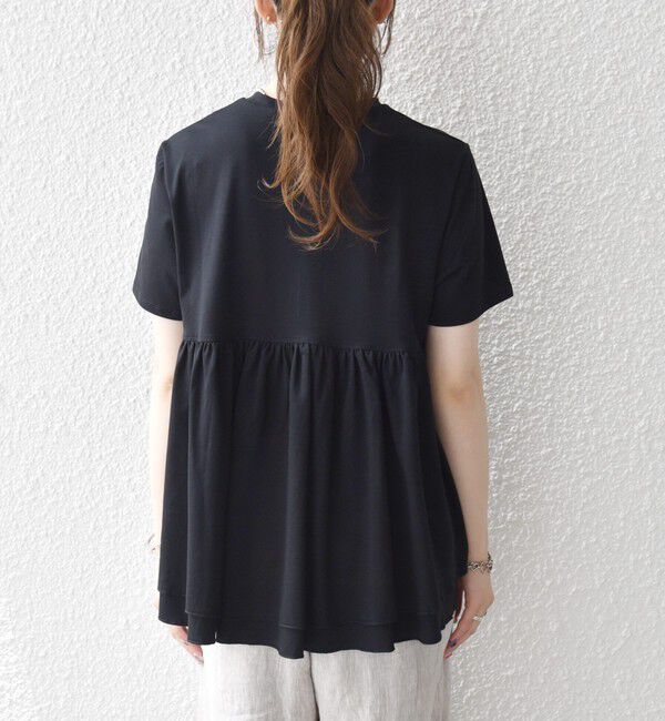 SHIPS any「SHIPS any:〈洗濯機可能〉ジャージー ダブルヘム ペプラム TEE」|Tシャツ・カットソー|
